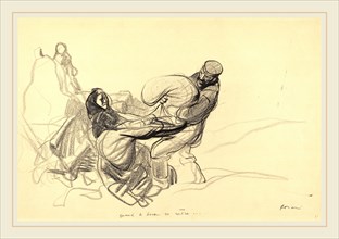 Jean-Louis Forain, Quand le boche se retire..., French, 1852-1931, probably 1917, black crayon and