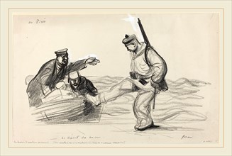 Jean-Louis Forain, Au Piree.  -Le depart des boches., French, 1852-1931, c. 1914-1919, black crayon