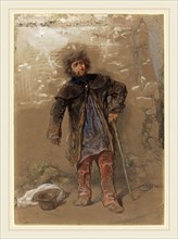 Paul Gavarni, French (1804-1866), English Beggar, graphite and watercolor, heightened with white
