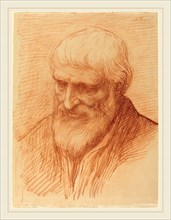 Alphonse Legros, Study of a Philosopher, French, 1837-1911, red chalk