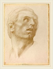 Alphonse Legros, Head of a Man Looking Up to the Right, French, 1837-1911, metalpoint on prepared