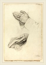 Alphonse Legros, Two Studies of Hands, French, 1837-1911, graphite