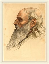 Alphonse Legros, Study of a Man's Head with a Full Beard, French, 1837-1911, pen and brown ink with