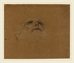 Attributed to Alphonse Legros, Head of an Old Man, French, 1837-1911, black chalk, heightened with