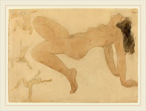 Attributed to Auguste Rodin, Studies of Nude Dancers, French, 1840-1917, c. 1900-1905, graphite and