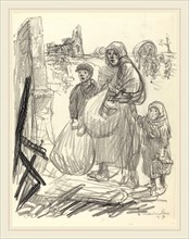 Théophile Alexandre Steinlen, C'est ici, chez nous!, Swiss, 1859-1923, 1917, black chalk