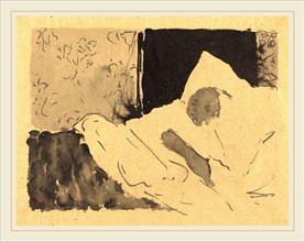 Edouard Vuillard, French (1868-1940), Madame V. Sleeping, c. 1892, brush and black ink