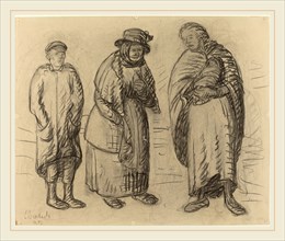 Ernst Barlach, Three Figures, German, 1870-1938, 1913, charcoal on wove paper