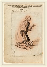 South German 15th Century, Christ Kneeling in Prayer, c. 1425, pen and dark brown ink with dark