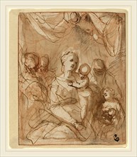 Hans Rottenhammer, German (1564-1625), The Virgin and Infant Jesus with Saints, c. 1600, pen and