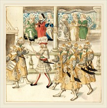 German 16th Century, Parading Knights in Oriental Costume, c. 1515, pen and brown ink with