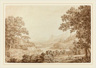 Christoph Heinrich Kniep, German (1755-1825), Arcadian Landscape with a Mausoleum, 1790s, pen and