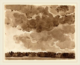Franz Innocenz Josef Kobell, German (1749-1822), Clouds over a Forest, brown wash on laid paper