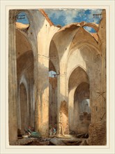 Martin Gensler, German (1811-1881), The Ruins of Saint Nicolai Church in Hamburg, 1871, watercolor