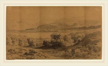 Stanislaus Graf von Kalckreuth, German (1820-1894), Panorama on a Mountain Lake, 1857, graphite on
