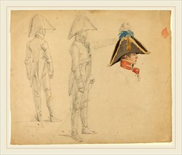 Wilhelm von Kobell, German (1766-1853), Studies of Major von Washington, graphite and watercolor on