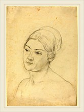 Moritz Daniel Oppenheim, German (1800-1889), Head of a Young Woman, graphite