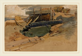 Carl Friedrich Heinrich Werner, German (1808-1894), Cannon by a Bulwark, 1849, watercolor and