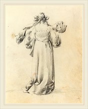 Pieter Jansz Quast, Dutch (1606-1647), Lady Seen from Behind, graphite on vellum