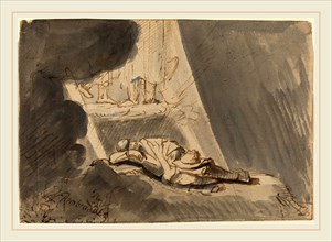 Style of Rembrandt van Rijn, Jacob's Dream, pen and brown ink with gray wash on laid paper