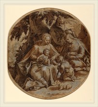 Hendrik Goltzius, Dutch (1558-1617), The Holy Family with Saint Elizabeth and Saint John the