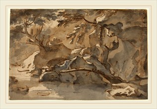 Herman van Swanevelt, Dutch (c. 1600-1655), Landscape, pen and brown ink with brown and gray wash