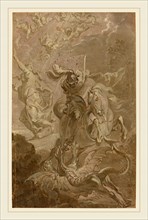 Anthonis Sallaert, Flemish (c. 1590-1658), Saint George and the Dragon, brown and white gouache