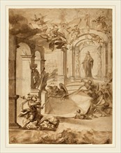 Dutch 17th Century, Allegory in Honor of a Gentleman, 3rd quarter of the 17th century, pen and