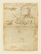 Gaspar van Wittel, Dutch (1652-1653-1736), Studies of Lago Maggiore and and the Entrance to a