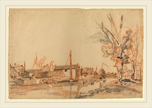 Johan Barthold Jongkind, Dutch (1819-1891), Bords de Canal, red chalk and graphite on laid paper