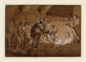 Giuliano Traballesi, Italian (1727-1812), The Nativity, pen and black ink with brown wash,