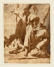 Giovanni Battista Tiepolo, Italian (1696-1770), Two Monks with a Prostrate Man, c. 1725, pen and