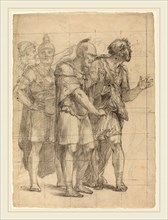 Pietro Fancelli, Italian (1764-1850), Four Standing Warriors, c. 1820, black chalk on laid paper,