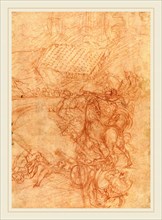 Andrea Vicentino after Titian, Italian (c. 1539-1614), The Battle of Spoleto, c. 1575, red chalk on