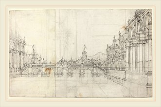 Bernardo Bellotto, Italian (1722-1780), A Capriccio of Palaces and a Loggia Facing a Classical