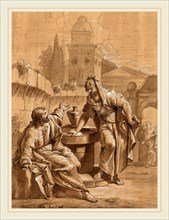 Follower of Francesco Fontebasso, Christ and the Woman of Samaria, 18th century, pen and brown ink,