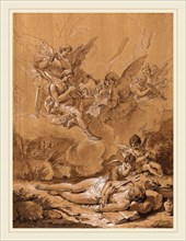 Follower of Francesco Fontebasso, Death of the Magdalene, 18th century, pen and brown ink, brush