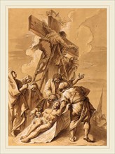 Follower of Francesco Fontebasso, The Deposition, 18th century, pen and brown ink, brush and brown