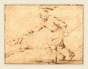 Stefano Della Bella, Italian (1610-1664), Huntsman with a Hound on a Leash, pen and brown ink on