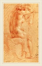 Italian 17th Century, Nude Female Figure [verso], 17th century, red chalk heightened with white