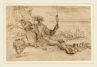 Francesco Brizio, Italian (c. 1575-1623), An Elegant Young Man Personifying Vanity, pen and brown
