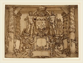 Antonio Tempesta or Agostino Ciampelli, Italian (1555-1630), An Architectural Wall Design in Honor