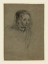 Ottavio Leoni, Italian (c. 1578-1630), Young Woman with Braided Hair and a Veil, c. 1610, black