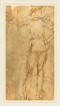 Attributed to Sperandio, Italian (c. 1425-1428 -c. 1504), Standing Young Man [verso], pen and brown