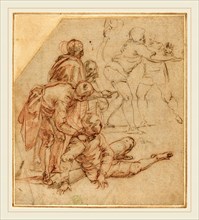 Battista Franco, Italian (probably 1498-1561), Spectators Amazed, 1540s, pen and brown ink over red