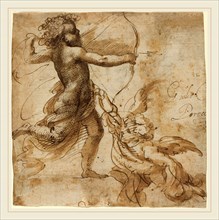 Giulio Cesare Procaccini, Italian (1574-1625), Cupid, pen and brown ink with brown wash
