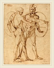 Baccio Bandinelli, Italian (1488-1493-1560), Two Male Nudes, c. 1520, pen and brown ink on laid