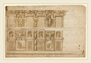 Felice Brusasorci, Italian (c. 1542-1605), A Palatial Wall Ornamented with Sculptures and