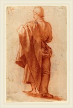 Jacopo Chimenti, Italian (c. 1554-1610), Standing Draped Man [recto], red chalk on laid paper
