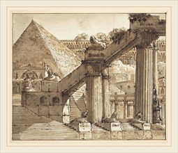 Giovanni Galliari, Italian (1746-1818), Egyptian Stage Design, pen and brown ink with brown wash